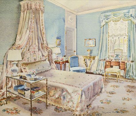 Rococo Interior, Interior Design Renderings, New York School, Interior Design School, Interior Design Sketches, European Home Decor, Casa Vintage, Gorgeous Bedrooms, Interior Sketch