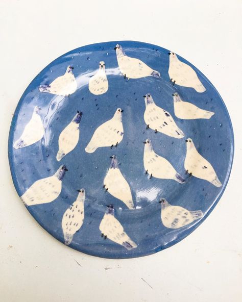 Parul Arora - Illustrator on Instagram: “Freshly baked! Pigeons obsession continues obvs! #justnoeydraws . . . . . . . #ceramics #patterndesign #parularoraillustration…” Parul Arora, Grid Patterns, Pottery Classes, Illustrators On Instagram, Ceramic Plate, Perfect Moment, Freshly Baked, Instagram Inspo, Ceramic Painting