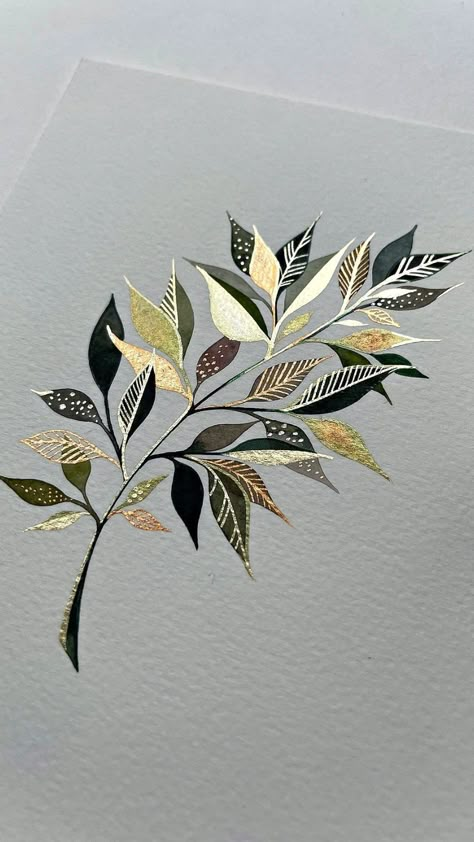 Drawing Leaves, Easy Pencil Drawing, Leaves Drawing, Metallic Watercolor, Draw Tutorial, Leaves Painting, Watercolor Paintings Nature, Pencil Drawings Easy, Flower Doodles