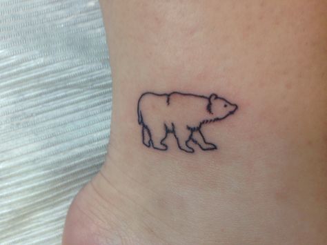 A bearely there bear tattoo #beartattoo #bear Bear Tiny Tattoo, Bear And Bee Tattoo, Simplistic Bear Tattoo, Minimalist Bear Tattoo Simple, Bear Single Line Tattoo, Delicate Bear Tattoo, Tiny Bear Tattoo, Fine Line Bear Tattoo, Simple Bear Tattoo