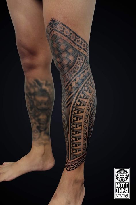 Samoan Tattoo Leg, Polynesian Tattoo Designs Leg, Poly Tattoo, Polynesian Leg Tattoo, Calf Sleeve Tattoo, Calf Tattoo Ideas, Pirate Skull Tattoos, Flower Leg Tattoos, Calf Tattoo Men