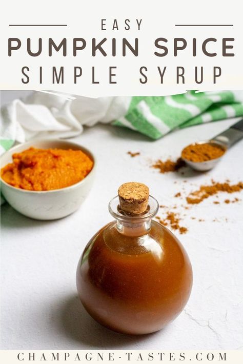 Pumpkin Spice Simple Syrup, Pumpkin Spice Syrup Recipe, Homemade Pumpkin Spice Syrup, Lattes At Home, Pumpkin Spice Drinks, Pumpkin Syrup, Drink Syrups, Spiced Drinks, Homemade Pumpkin Spice