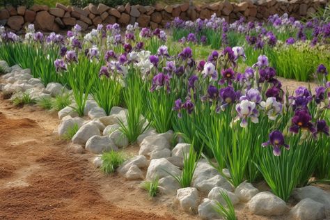 Are you looking to add a burst of color and texture to your garden? Look no further than iris flower beds! These vibrant and hardy plants are perfect for Iris Landscaping Ideas, Iris Front Yard, Iris Planting Ideas, Iris Flowers Landscaping, Iris Garden Ideas Landscaping, Iris Flowers Landscaping Ideas, Iris Garden Landscaping, Iris Landscaping, Iris In Garden