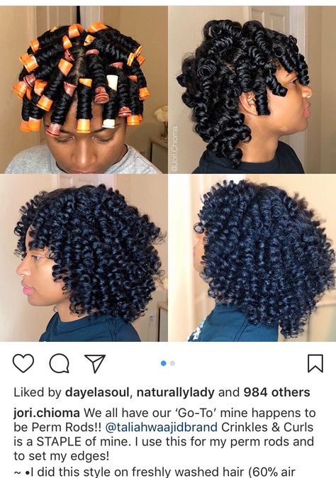 Perm rod set Black Hair Perm, Curl Rods, Perm Rods On Natural Hair, Afro Perm, Rod Curls, Coiled Hair, Perm Rod Set, Hairstyles Black Hair, Natural Hair Conditioner