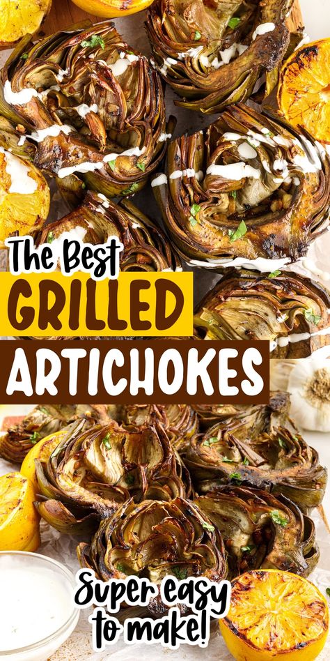 This simple grilled artichoke recipe is easy and full of flavor. They go with any main course meal and are tender and slightly smokey. Bbq Artichoke Recipes, Grilled Artichoke Recipes, Steam Artichoke, Garlic Balsamic, Grilled Artichoke, Using A Pressure Cooker, Artichoke Recipes, Minced Onion, Main Course Recipes