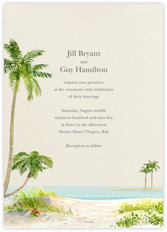 Online Wedding Invitations | Send online instantly | RSVP tracking Goa Wedding Invite, Key West Summer, Island Wedding Invitations, Palm Tree Invitation, Palm Tree Wedding Invitations, Beach Party Invitations, Key West Beaches, Goa Wedding, Tropical Invitations