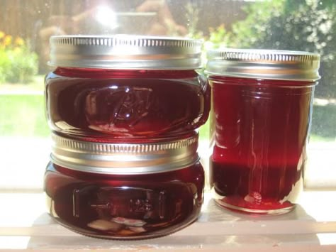 Cherry Jelly!  Yum!  Except I just throw my cherries into the blender for a second.  So easy! Cherry Jelly Recipe, Cherry Jelly Recipes, Sour Cherry Tree, Cherry Jelly, Sour Cherries, Jelly Cookies, Canning Jam, Homemade Jelly, Jelly Recipe