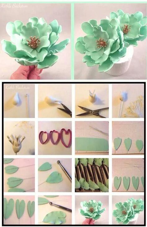 Flowers Sugar Paste Flowers, Sugar Flowers Tutorial, Fondant Flower Tutorial, Icing Flowers, Torte Cupcake, Fleurs Diy, Gum Paste Flowers, Fondant Tutorial, Fondant Decorations