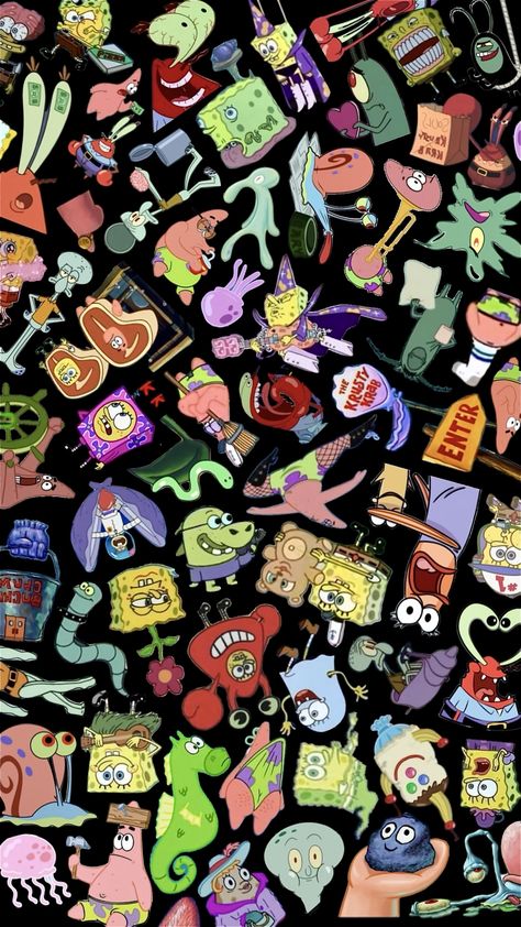 Spongebob Fall Wallpaper, Spongebob Wallpaper Funny, Spongebob Halloween Wallpaper, Spongebob Doodles, Spongebob Lockscreen, Spongebob Collage, Spongebob Wallpaper Iphone, Spongebob Background, Spongebob Tattoo