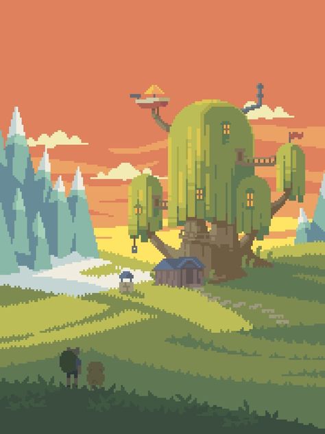 Adventure Time Pixel Art, Adventure Time Crossover, Adventure Time Background, Pixel Art Wallpaper, Adventure Time Style, Adveture Time, Pixel Art Landscape, Adventure Time Wallpaper, Pixel Art Background