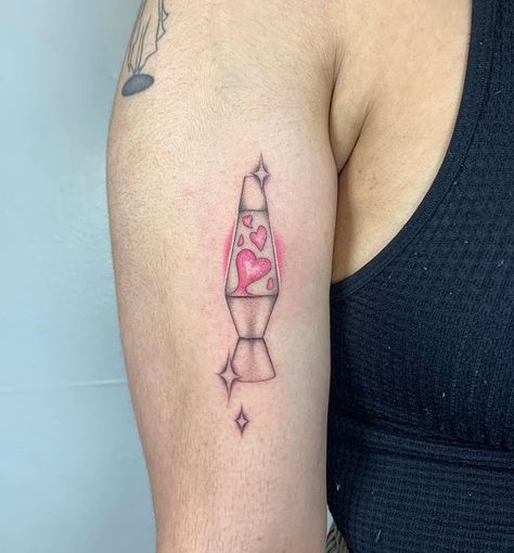 Lava Lamp Tattoo Black, Lava Lamp Heart Tattoo, Heart Lava Lamp Tattoo, Lava Lamp Tattoo Design, Heart Lighter Tattoo, Love Themed Tattoos, Lava Lamp Tattoo Simple, Girly Goth Tattoo, Heart Lava Lamp