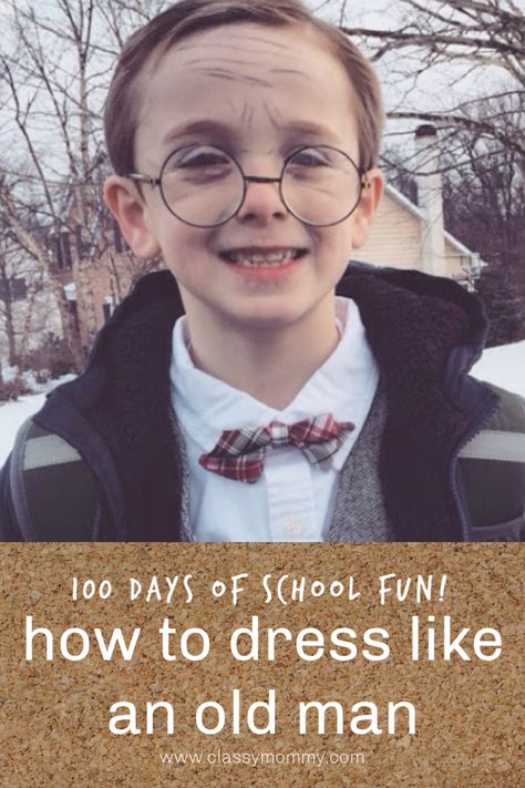 Easy and creative dress up idea to celebrate 100 days of school. #dressup #100daysofschool #school Draw Wrinkles, Drawing Wrinkles, Dress Up For Boys, Mountains Drawing, Creative Dress, Drawing Dress, 100 Day Of School Project, School Costume, Ab Workout Men