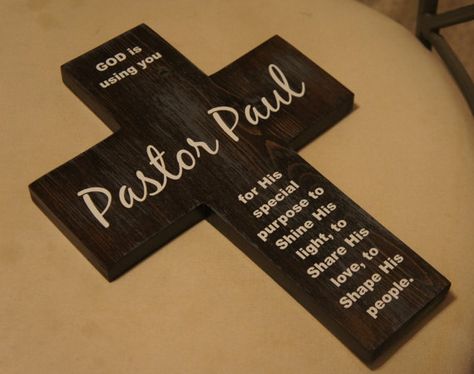 Pastor gift  Personalized  Pine Wood Cross with by Frameyourstory, $39.95 Pastor Appreciation Poems, Pastor Appreciation Day, Pastor Appreciation Gifts, Wood Wall Cross, Pastor Appreciation, Pastors Appreciation, Gifts For Pastors, Personalized Picture Frames, Doctor Gift