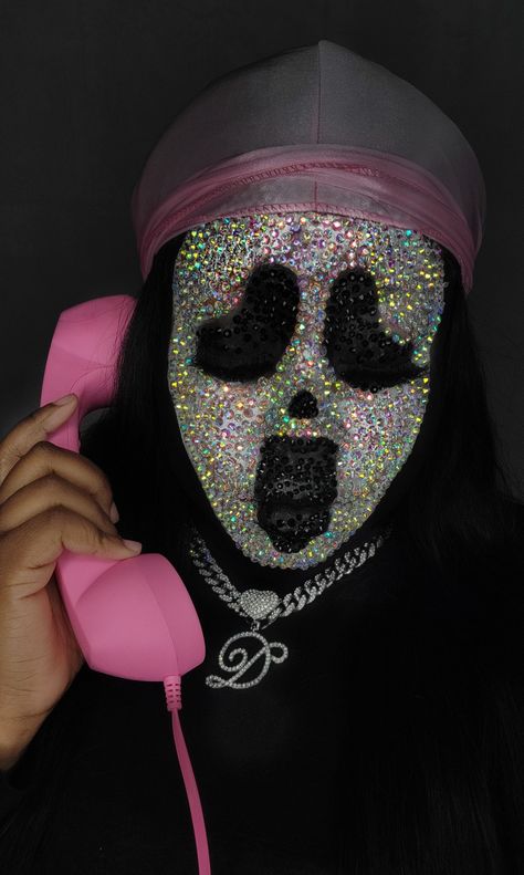 Ghostface Halloween Makeup done with Rhinestones Ghostface Makeup, Halloween Makeup Inspo, Costume Makeup, Halloween Ideas, Makeup Inspo, Halloween Makeup, Makeup Inspiration, New Jersey, Makeup Artist