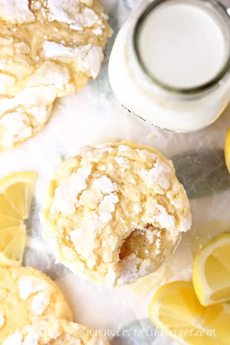 Lemon Kringle Cookies, Lemon Cake Mix Cookies, Cool Whip Cookies, Crackle Cookies, Lemon Cake Easy, Pistachio Biscotti, Lemon Cookie, Crinkle Cookies Recipe, No Bake Lemon Cheesecake