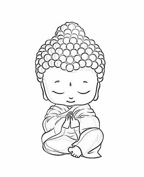 Nepal Tattoo Design, Baby Buddha Drawing, Cute Buddha Drawing, Buddha Drawing Easy, Spiritual Doodles, Buddha Outline, Buddha Line Art, Buddha Clipart, Dot Composition