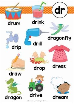 Blends Worksheets and Activities - DR Dr Blends Worksheet, Dr Blend Words, Dr Blend Worksheet, Reading Exercises, Beginning Blends, Lavinia Pop, Phonics Chart, Blends Activities, Phonics Blends