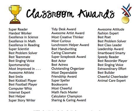 Classroom Award Ideas Pinterest Classroom, School Award Certificates, Classroom Awards, Class Awards, Teacher Awards, Perfect Attendance, School Awards, Award Ideas, Classroom Rewards