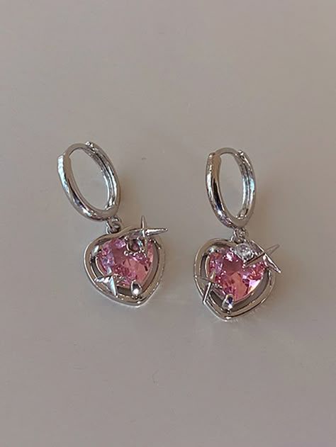 Y2k Accessories, Jewelry Accessories Ideas, Dope Jewelry, Rhinestone Decor, Girly Accessories, Heart Drop Earrings, Jewelry Lookbook, Fancy Jewelry, Cute Accessories