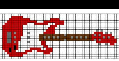 Electric Guitar Pixel Art, Album Cover Pixel Art Grid, Guitar Pixel Art, Deftones Pixel Art, One Direction Pixel Art, Album Cover Pixel Art, Modele Pixel Art, Easy Pixel Art, Pixel Drawing