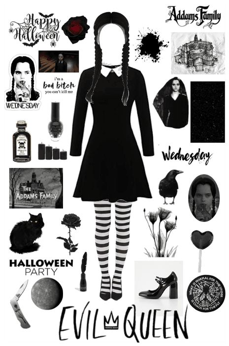 Wednesday Addams Full Outfit, Halloween Wednesday Addams Costume, The Addams Family Outfits, Addams Family Wednesday Costume, Wednesday Addams Inspo Outfit, Wednesday Addams Clothes 2022, Wednesday Addams Dress Up, Cosplay Wednesday Addams, Wensday Addams Inspired Outfit