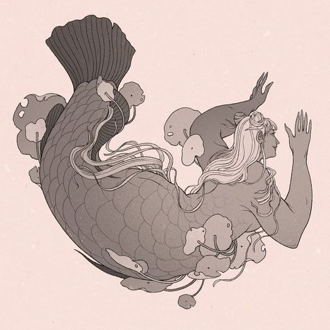 Arapaima Fish, Merfolk Art, Samantha Mash, Visual Library, Drawing Architecture, Perspective Drawing Architecture, Spooky Tattoos, Ocean Design, Mermaid Aesthetic