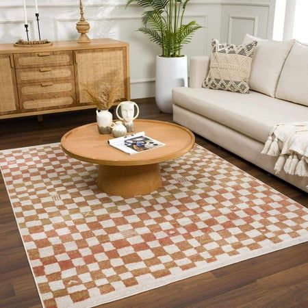 Our rugs are crafted with care and attention to detail, making them the perfect addition to any room in your home. Made with high quality materials, our rugs are durable and comfortable, providing a cozy feel underfoot. This Hauteloom rug is a beautiful farmhouse area rug, measuring at a 2' x 3' Rectangle, it can be comfortably used in living room, bedroom. Decorate your home with this rug and enjoy it with pleasure. Brand: Hauteloom Collection: Benjy Colors: Cream, Somon Style: Farmhouse Size: Dining Area Rug, Checkered Area Rug, Dining Room Area Rug, Boho Carpet, Area Room Rugs, Farmhouse Area Rugs, Living Room Tiles, Carpet Squares, Geometric Carpet