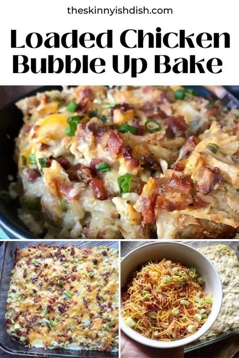 My Loaded Chicken Bubble Up is one of the best recipes for a delicious and creamy lightened up casserole. Made with chicken, biscuits, sour cream, cream of chicken soup and more it’s the ultimate comfort food! #chicken #bubbleup Chicken Bubble Up Bake, Bubble Up Bake, Skinnyish Dish, Chicken Biscuits, Loaded Chicken, Bubble Up, Food Chicken, The Best Recipes, Ultimate Comfort Food