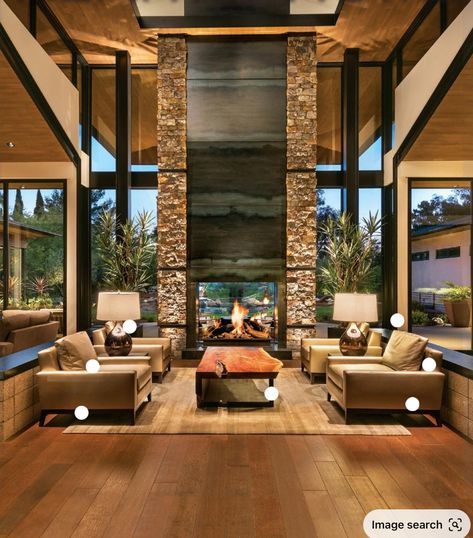 Modern Mountain Home, Mountain Modern, Contemporary Interior Design, Contemporary Home Decor, Fireplace Design, Style At Home, A Living Room, Contemporary Architecture, Contemporary Decor