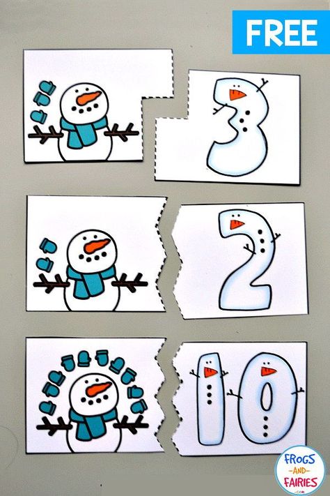 Number 11 Crafts For Preschoolers, Snowman Counting, Winter Theme Preschool, Counting Puzzles, Snowmen Activities, January Activities, Preschool Winter, Winter Activities Preschool, Winter Classroom