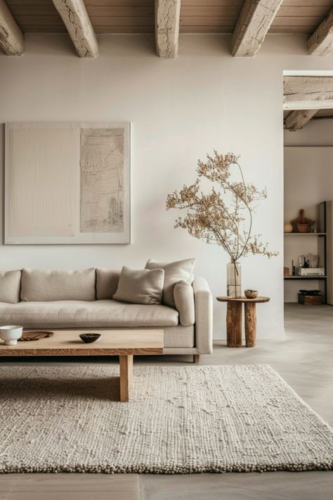 Ideas for the perfect organic modern living room and tips on how to achieve them. Living Room Designs Wabi Sabi, Organic Modern Wall Color, Wabi Sabi Small Living Room, Wabi Sabi Interior Design Organic Living, Organic Morden Living Room, Organic Modern Home Mirrors, Organic Modern House, Tranquil Living Room, Modern Organic Interior Design