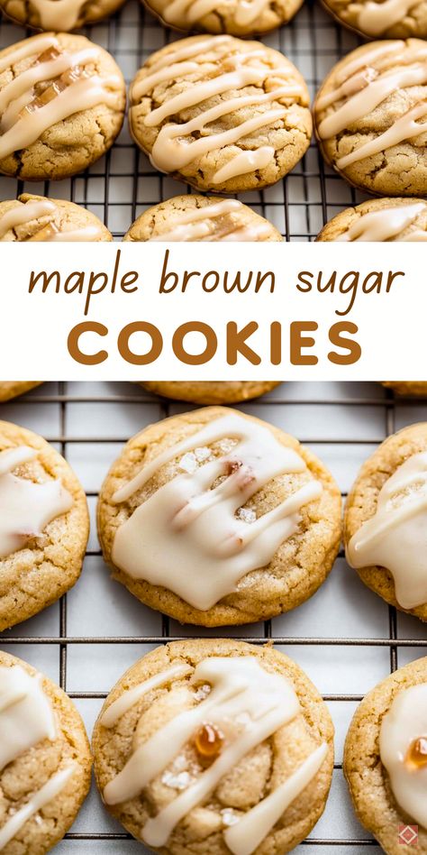 Easy Maple Cookies, Sugar Cookies With Brown Sugar, Brown Sugar Maple Cookies, Brown Sugar Recipes Dessert, Holiday Baking Easy, Brown Sugar Cookies Recipe, Maple Brown Sugar Cookies, Maple Sugar Cookies, Brown Sugar Cookie Recipe