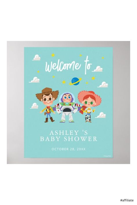 Toy Story Baby Shower Ideas, Toy Story Baby, Disney Baby Shower, Toy Story Characters, Birthday Welcome Sign, Toy Story Birthday Party, Disney Decor, Shower Welcome Sign, Toy Story Birthday