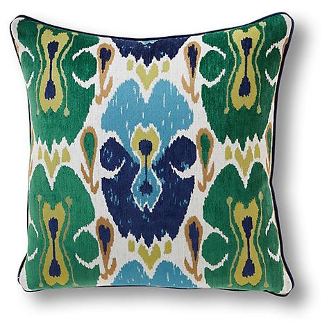 Decorative Pillows | One Kings Lane Diy Fabric Projects, Colors And Moods, Luxury Pillows Decorative, Green Ikat, Herringbone Throw, Pillow Green, Stone Harbor, Brown Leather Sofa, Faux Fur Pillow