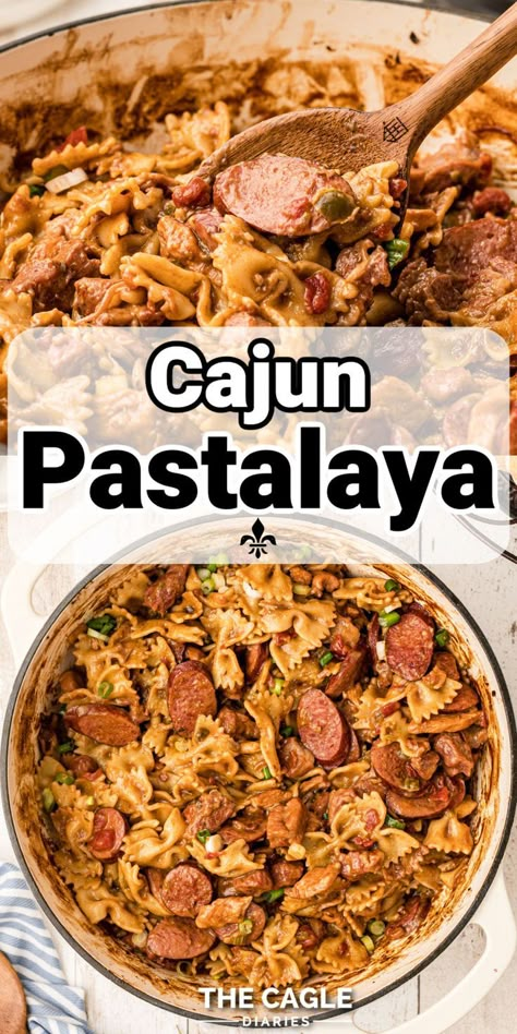 Cajun Kielbasa Recipes, Chicken And Sausage Pastalaya Recipe Cajun, Pastalaya Recipe Cajun, Cajun Pastalaya, Andouille Sausage Pasta, Jambalaya Pasta Recipe, Cajun Recipes Louisiana, Pastalaya Recipe, Cajun Cooking Recipes