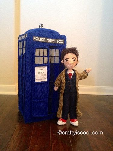 Doctor Who Crochet Amigurumi from CraftyIsCool | Killer Kitsch Character Amigurumi, Doctor Who Crochet, Crochet Geek, The Tardis, Geek Crafts, Doctor Who Tardis, Tenth Doctor, Zombie Apocalypse, A Doctor