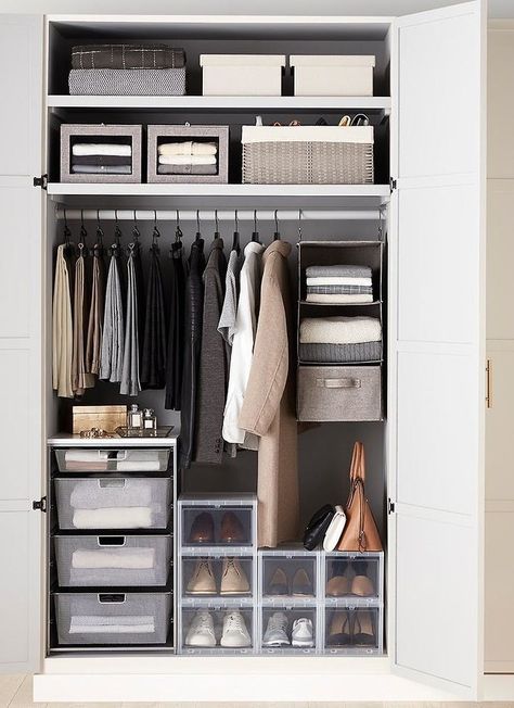 Mobile Home Bedroom, Mens Closet Organization, Small Closet Storage, Small Closet Organization Bedroom, Closet Organisation, Maximize Closet Space, Closet Organized, Chambre Inspo, Closet Diy