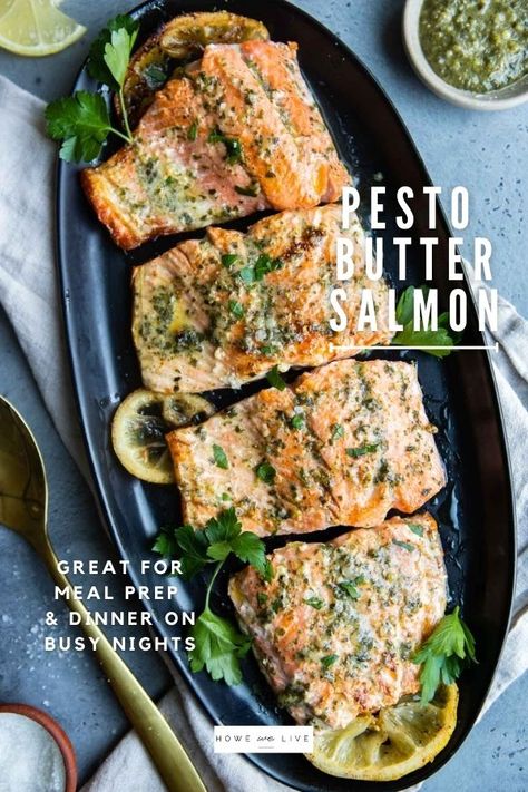 Salmon Recipes With Pesto, Butter Pesto Salmon, Salmon And Pesto Recipes, Salmon Pesto Recipes, Salmon Recipes Pesto, Pesto Salmon Recipes, Pesto Butter Salmon, Crockpot Seafood, Crockpot Salmon