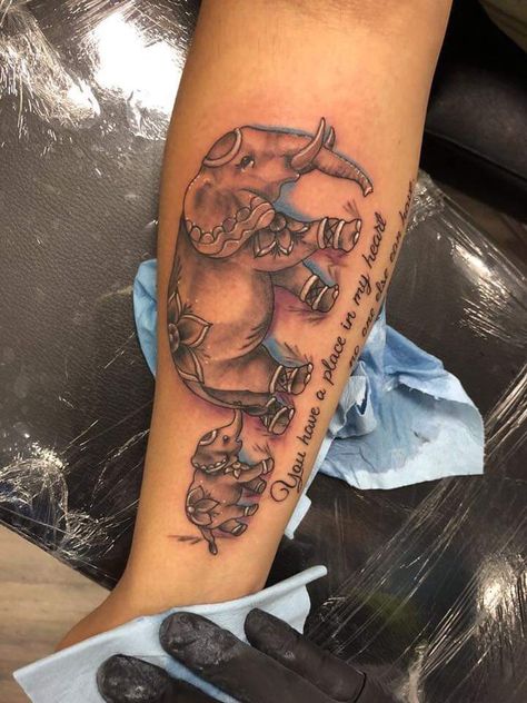 Elephant Women Tattoo, Elephant Tattoos Memorial, Elephant Remembrance Tattoos, Mother Tattoos Elephant, Back Elephant Tattoo Women, African Elephant Tattoos For Women, Elephant Tattoos On Black Women, Elephant Tatoos Woman, Elephant Tattoos With Color