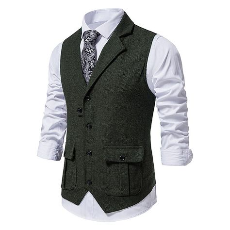 Season:Fall,Spring; Fabric:Polyester; Sleeve Length:Sleeveless; Look After Me:Machine wash,Wet and Dry Cleaning; Gender:Men's; Style:Casual,Business,Smart Casual; Elasticity:Micro-elastic; Occasion:Formal,Wedding,Wear to work,Going out,Work,Business; Outerwear Length:Regular; Placket:Double Breasted; Fit Type:Regular Fit; Function:Quick Dry,Warm; Pattern:Plaid / Check; Design:Pocket; Neckline:Turndown; Outerwear Type:Vest,Waistcoat,Gilet; Front page:FF; Listing Date:07/09/2022; Production mode:External procurement; Bust:; Length:; Shoulder Width:null Business Casual Jacket, Spring Business Casual, Tweed Vest, Tweed Suit, Herringbone Tweed, Grey Vest, Tweed Suits, Vests Mens, Casual Stripes