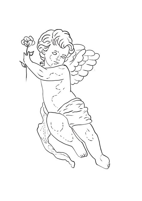 Angel Tattoo Sketch, Angel Tattoo Stencils, Cherub Tattoo Designs, Angel Devil Tattoo, Baby Angel Tattoo, Amor Tattoo, Tattoo Homme, Angel Sketch, Lion Art Tattoo