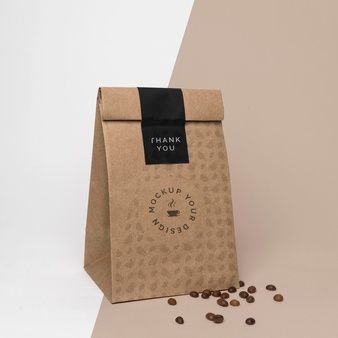 Food Delivery Packaging, Paper Bag Design, Tea Brands, Coffee Packaging, Cafe Food, Food Packaging, Free Psd, Mock Up, Coffee Beans