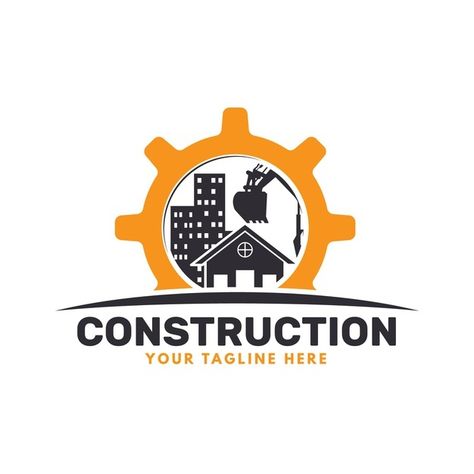 Excavator and construction logo with bui... | Free Vector #Freepik #freevector #logo #business #template #construction Civil Construction Logo Design, Civil Engineering Logo, Excavator Logo, Logo Engineering, Nature Frame, Construction Company Logo, Construction Logo Design, Construction Business, One Logo