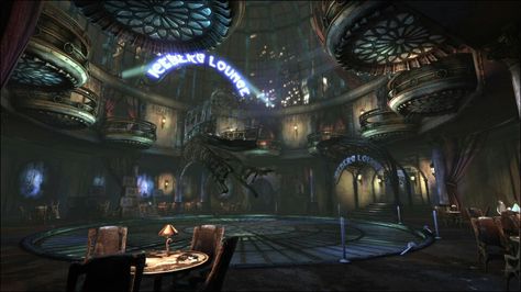 Gotham City. Iceberg Lounge Iceberg Lounge, Party City Decorations, Gotham Penguin, Vandal Savage, Lounge Aesthetic, Arkham Games, Game Level Design, Poison Ivy Dc Comics, Batman Arkham City