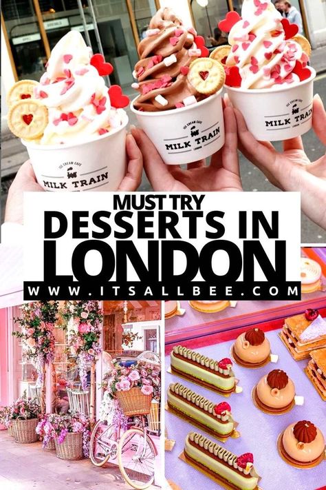 London Desserts, Garden Dessert, Elan Cafe, Dessert Aesthetic, London England Travel, Cafe London, Dessert Cafe, Dessert Places, London Bucket List