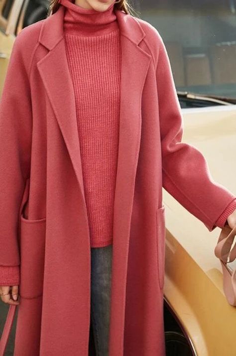 ecd62de20ea67e1c2d933d311b08178adesc45561855ri Classic Coats For Women, Pink Wool Jacket, Women Wool Coat, Pink Wool Coat, Women Winter Coat, Stylish Winter Coats, Pattern Coat, Cashmere Fabric, Wool Coat Women