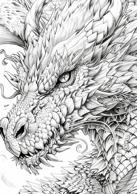 ★Dragon Coloring Book for Adults Grayscale★ A coloring book about the love of dragons and fantasy world with dragons from different legends and myths. A4 54 pages many different dragons from dragons from legends/fairy tale dragons to Chinese dragons fantasy dragons with flowers and plants. A dragon coloring book for all fantasy fans, dragon lovers and mysticism/myth fans A digital version is also available. Dragon Face Front View, Detailed Coloring Pages For Adults, Fantasy Colouring Pages For Adults, Adult Colouring Printables Free, Beautiful Dragon Art, Different Dragons, Fantasy Coloring Pages For Adults, Greyscale Coloring Pages, Colouring Patterns