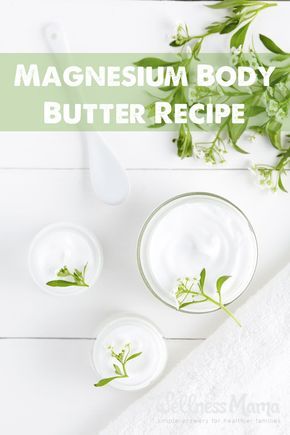 Magnesium is a vital nutrient for the body and this magnesium body butter includes natural ingredients like coconut oil and shea butter for healthy skin. Magnesium Body Butter, Magnesium Cream, Benefits Of Magnesium, Magnesium Flakes, Magnesium Oil Spray, Magnesium Lotion, Coconut Oil For Acne, Coconut Oil Skin Care, Wellness Mama