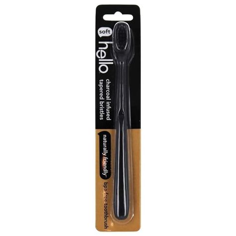 Amazon.com : Hello BPA Free Charcoal Bristle Toothbrush - Soft - 1ct Black : Health & Household Charcoal Toothbrush, Black Health, Manual Toothbrush, Natural Teeth Whitening, Baby Bottoms, Brushing, Oral Care, Say Hello, Brushing Teeth