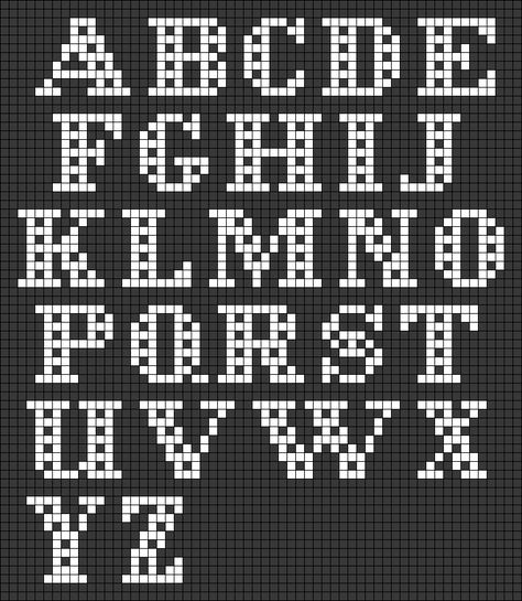 Perler Bead Letters Fonts, Fonts Cross Stitch, Stitch Letters, Crochet Alphabet, Crochet Letters, Cross Stitch Alphabet Patterns, Alphabet Font, Graph Crochet, Cross Stitch Fonts